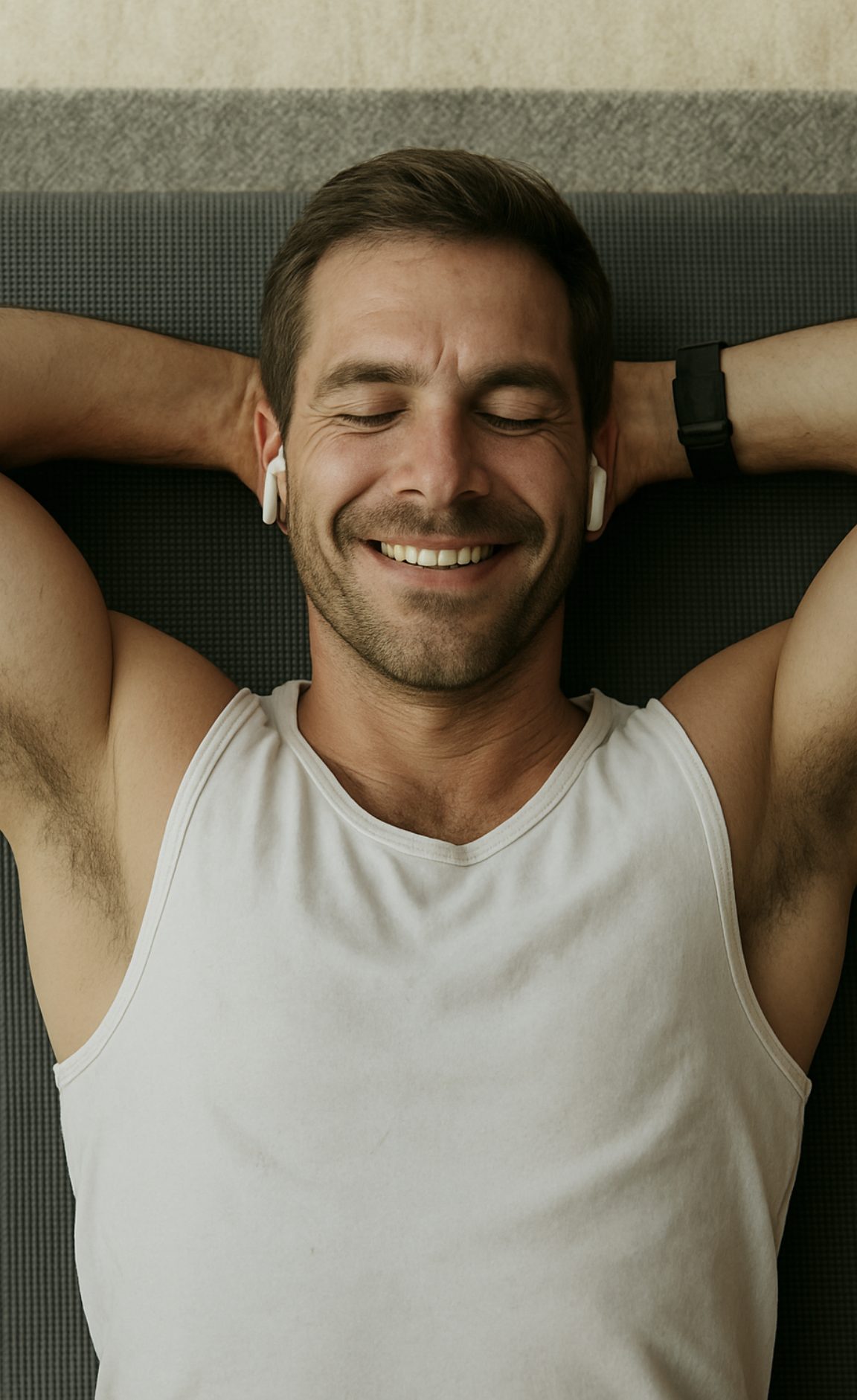 Man smiling while relaxing